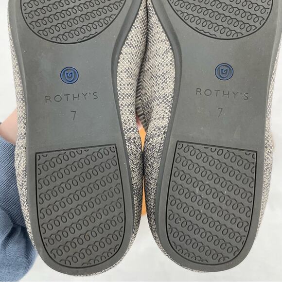 Rothy’s The Flat Taupe Heather Grey Heathered Neutral Round Toe Slip On Shoes 7 - Picture 9 of 16